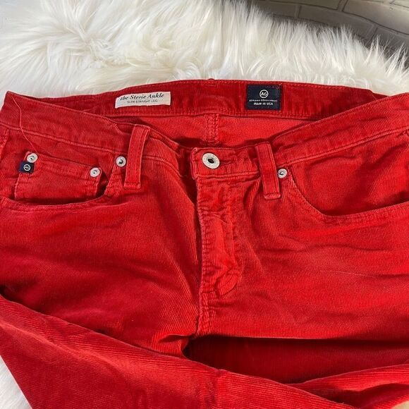 AG The Stevie Ankle Red Corduroy Cropped Jeans - Picture 12 of 12